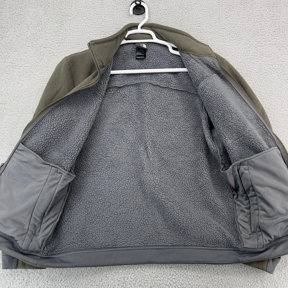 The North Face Men's Full Zip Fleece Jacket Gray Yellow Medium Sherpa Lined Outd